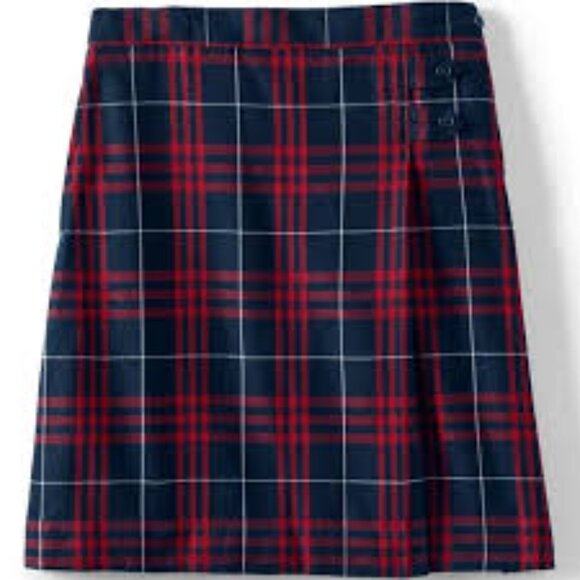 Lands' End Girls Uniform Plaid Knee Length Skirt - Picture 1 of 12